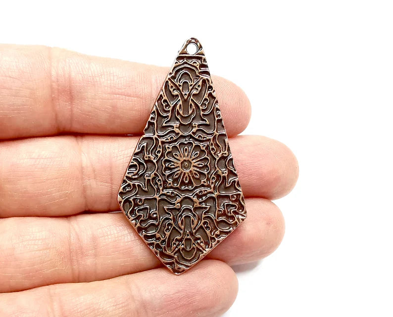Flower Patterned Charms Antique Copper Plated Charms (56x31mm) G33470