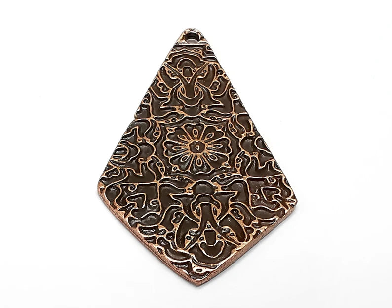 Flower Patterned Charms Antique Copper Plated Charms (56x31mm) G33470