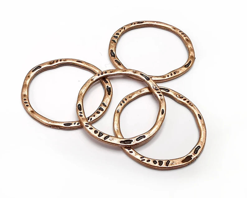 5 Copper Circle Connector Findings Antique Copper Plated Hoop Circle (25mm) G33472