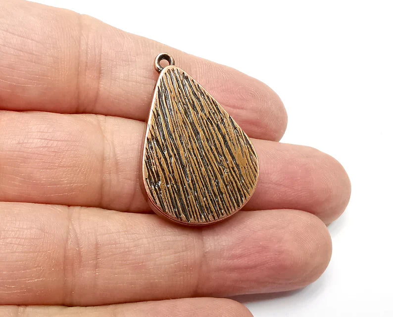 2 Drop Pendant Blanks, Resin Bezel Bases, Mosaic Mountings, Dry flower Frame, Polymer Clay base, Antique Copper Plated (30x22mm) G33398