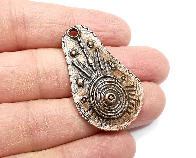 Ethnic Swirl Charms , Antique Copper Plated Charms (42x26mm) G33402