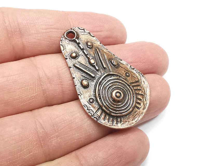 Ethnic Swirl Charms , Antique Copper Plated Charms (42x26mm) G33402