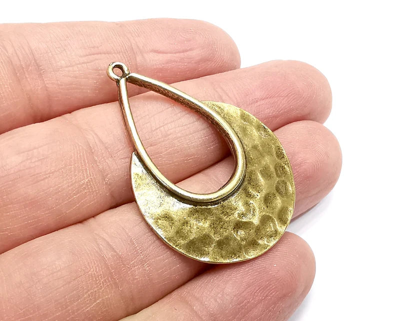 Ethnic Drop Charms, Antique Bronze Plated (44x31mm) G33403