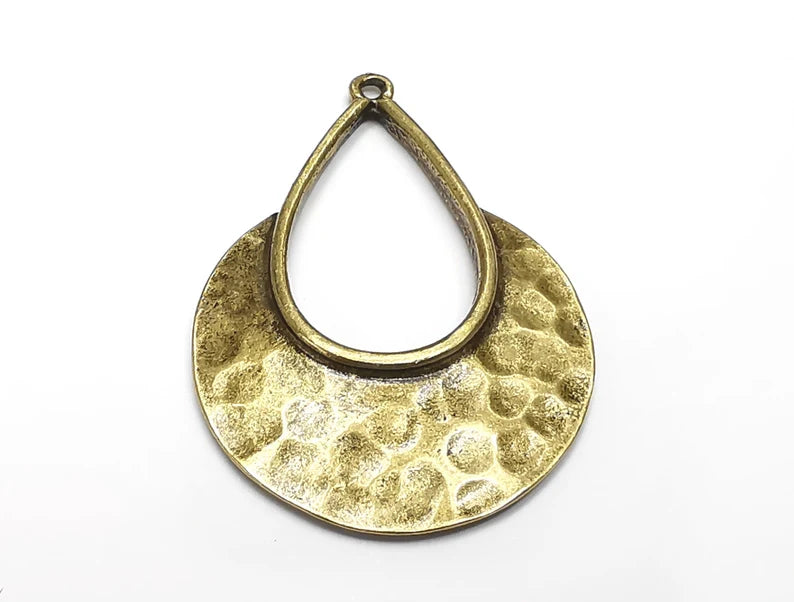 Ethnic Drop Charms, Antique Bronze Plated (44x31mm) G33403