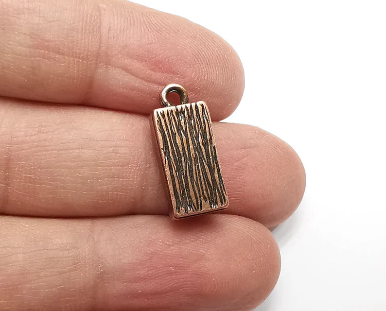 2 Rectangle Pendant Blanks Resin Bezel Base Mosaic Mountings Antique Copper Plated (21x9mm)( 14x6 mm Bezel Inner Size) G33406