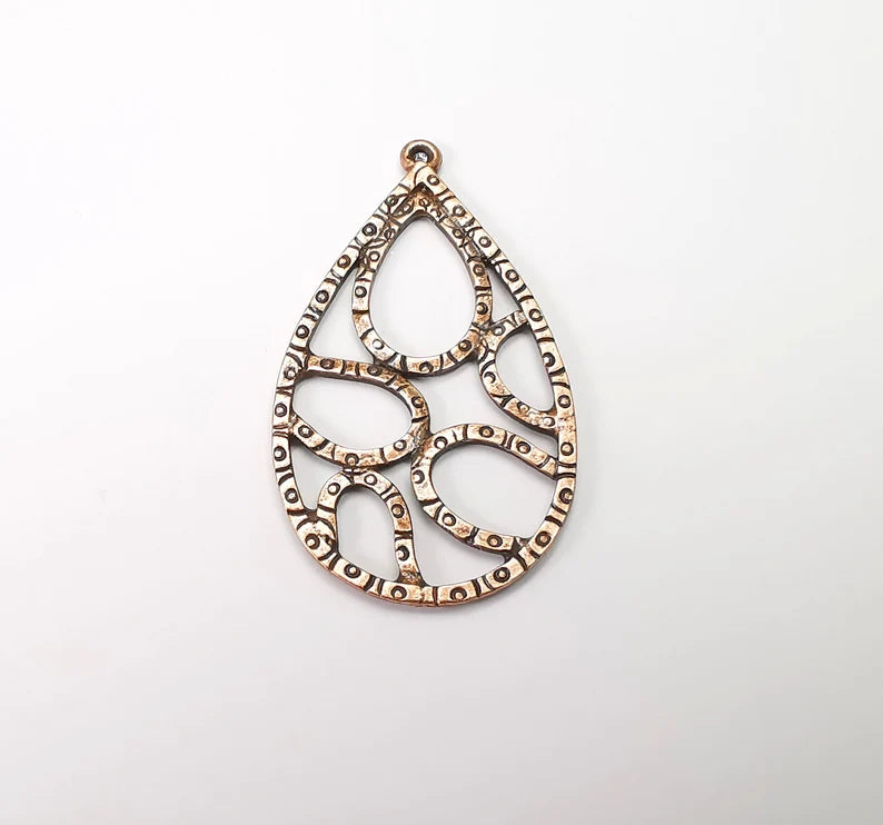 Drop Charms, Antique Copper Plated Dangle Charms (48x27mm) G33486