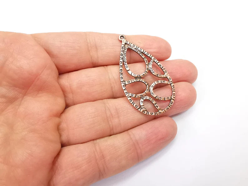 Drop Charms, Antique Copper Plated Dangle Charms (48x27mm) G33486