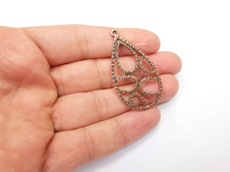 Drop Charms, Antique Copper Plated Dangle Charms (48x27mm) G33486