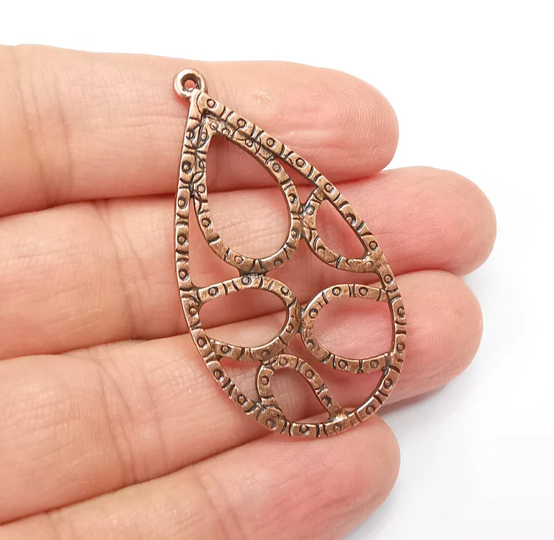 Drop Charms, Antique Copper Plated Dangle Charms (48x27mm) G33486