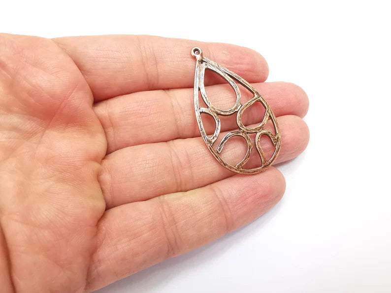 Drop Charms, Antique Copper Plated Dangle Charms (48x27mm) G33486