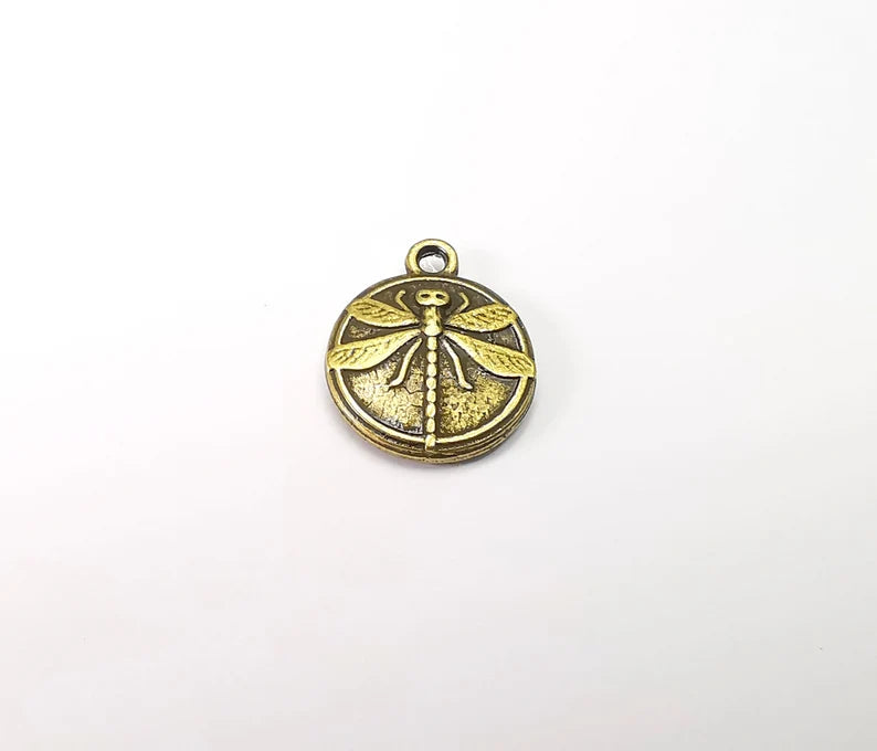 5 Dragonfly Charms Antique Bronze Plated Charm (17x14mm) G33489