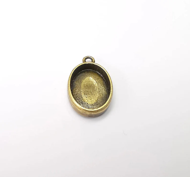 Oval Charm Bezel, Resin Blank, inlay Mounting, Mosaic Pendant Frame, Cabochon Base,Dry Flower Setting,Antique Bronze Plated (18x13mm) G33436