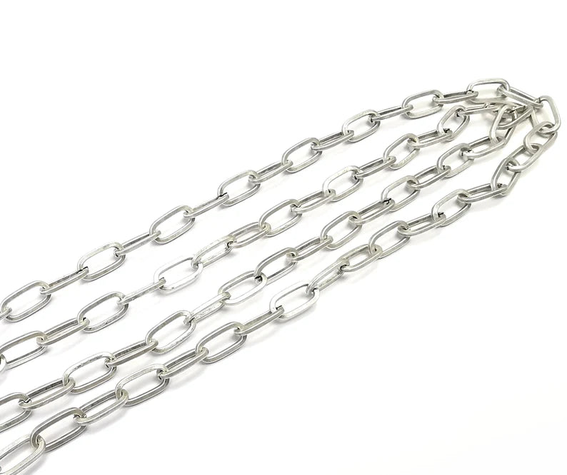 Antique Silver Oval Cable Chain (10x5 mm) Antique Silver Plated Cable Chain (1 Meter - 3.3 feet ) G33446