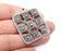 Ethnic, Flowers Square Charms Pendant Antique Silver Plated Charms (46x38mm) G33447