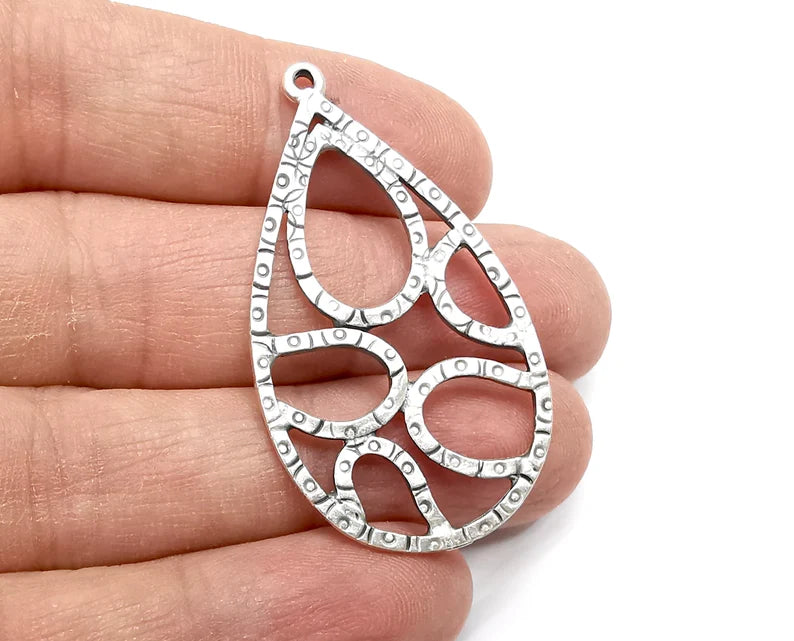 Drop Charms, Antique Silver Plated Dangle Charms (48x27mm) G33448