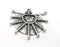 Ethnic Charms Blank Resin Bezel Mosaic Mountings Cabochon Setting Antique Silver Plated Pendant (35x31mm)(11x8mm Blank) G33450