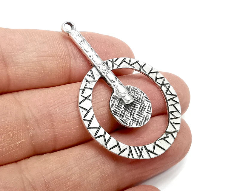 Ethnic Charms, Antique Silver Plated Dangle Charms (48x32mm) G33451