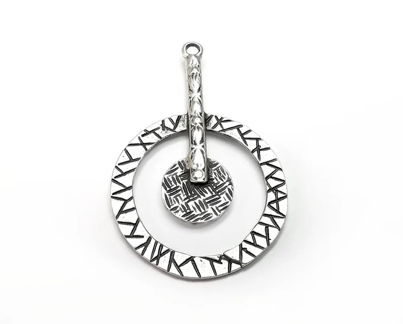 Ethnic Charms, Antique Silver Plated Dangle Charms (48x32mm) G33451