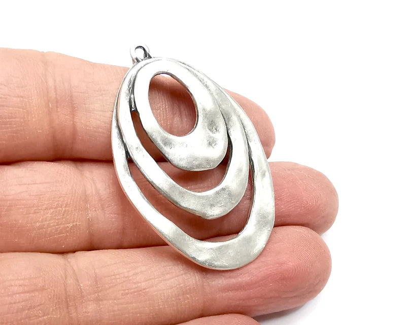 Ethnic Charms, Antique Silver Plated Dangle Charms (47x31mm) G33453