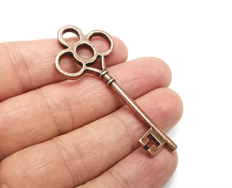 Key Pendant, Charms Antique Copper Plated (66x27mm) G33471