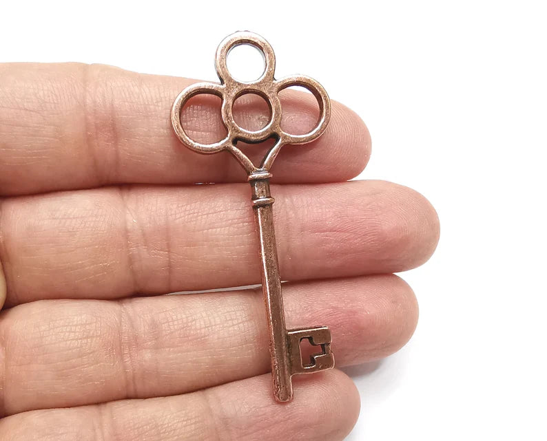 Key Pendant, Charms Antique Copper Plated (66x27mm) G33471