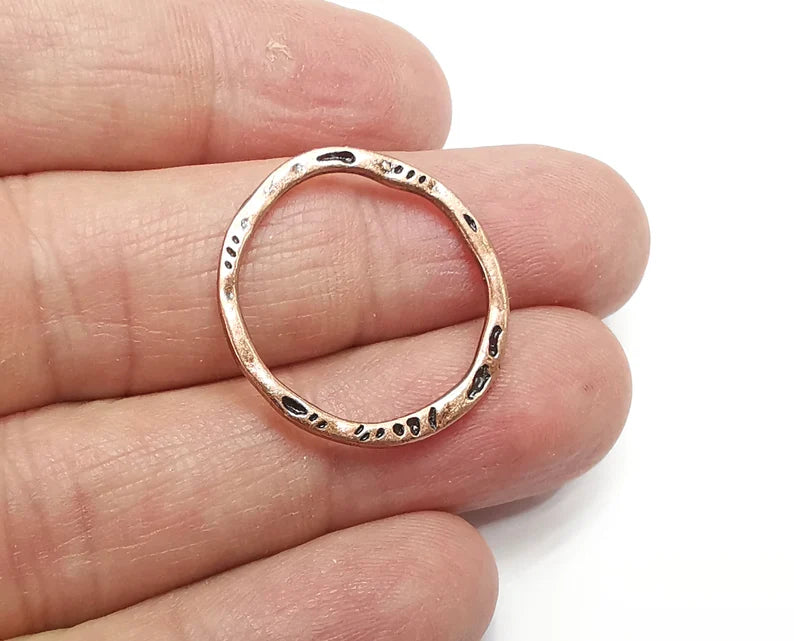 5 Copper Circle Connector Findings Antique Copper Plated Hoop Circle (25mm) G33472