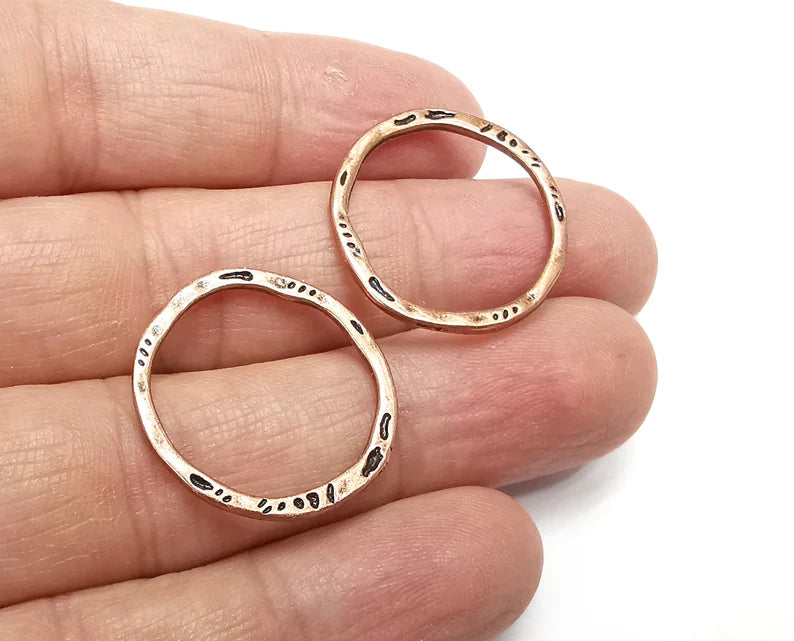 5 Copper Circle Connector Findings Antique Copper Plated Hoop Circle (25mm) G33472