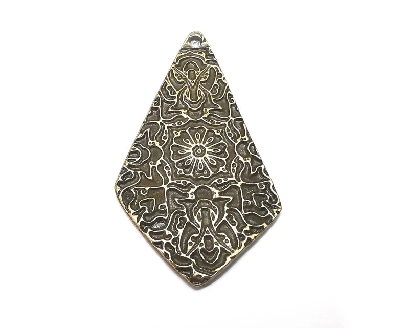 Flower Patterned Charms Antique Bronze Plated Charms (56x31mm) G33474