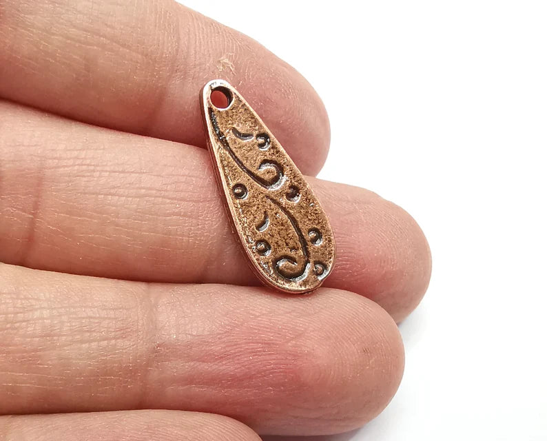 5 Drop Charms Antique Copper Plated Charms (26x10mm) G33475