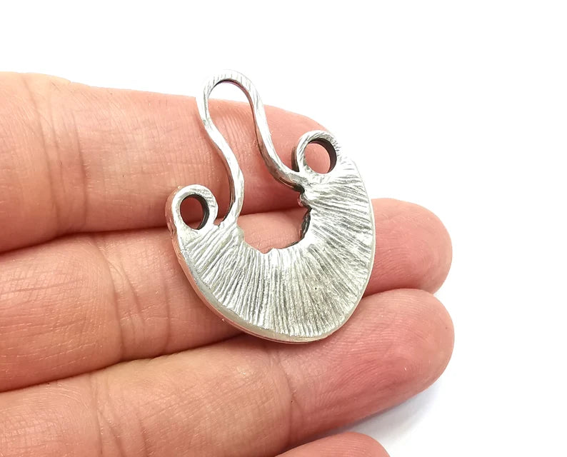 Flower Charms Antique Silver Plated Charms (38x29mm) G33480