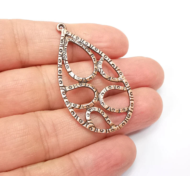 Drop Charms, Antique Copper Plated Dangle Charms (48x27mm) G33486