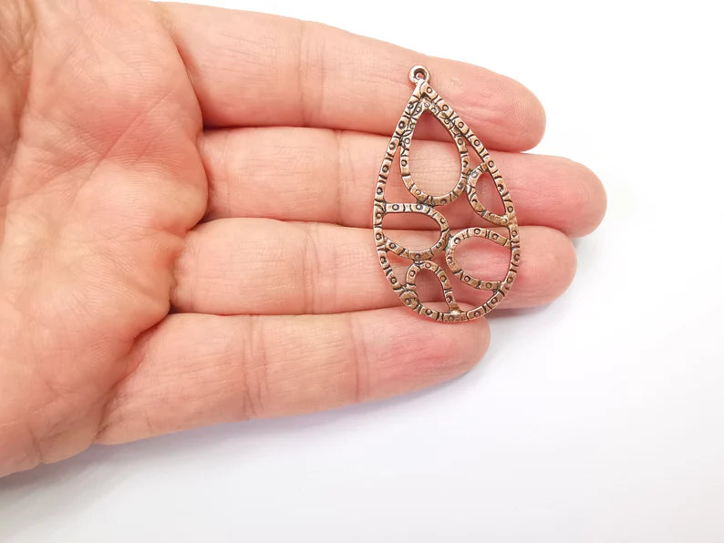 Drop Charms, Antique Copper Plated Dangle Charms (48x27mm) G33486