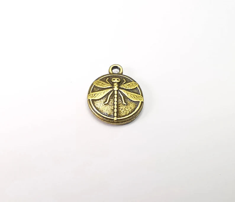 5 Dragonfly Charms Antique Bronze Plated Charm (17x14mm) G33489