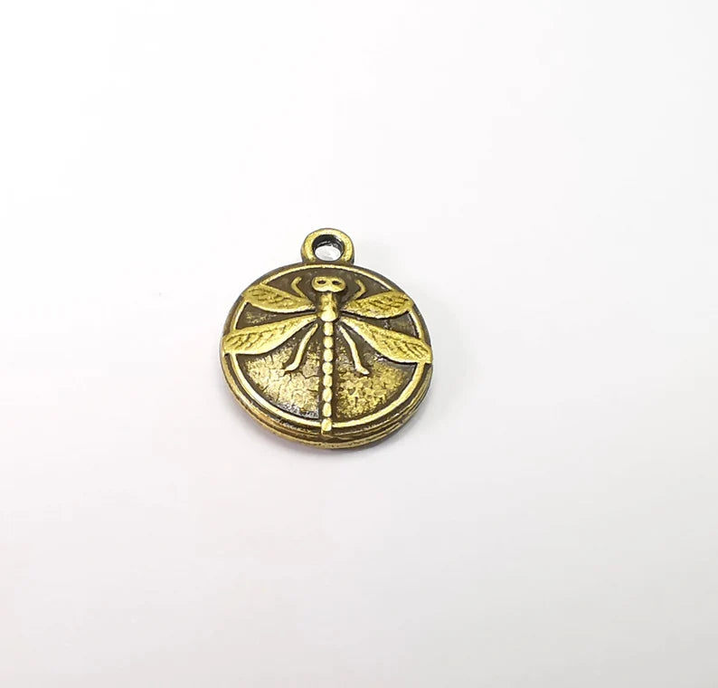 5 Dragonfly Charms Antique Bronze Plated Charm (17x14mm) G33489