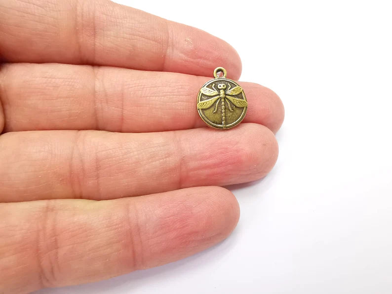 5 Dragonfly Charms Antique Bronze Plated Charm (17x14mm) G33489