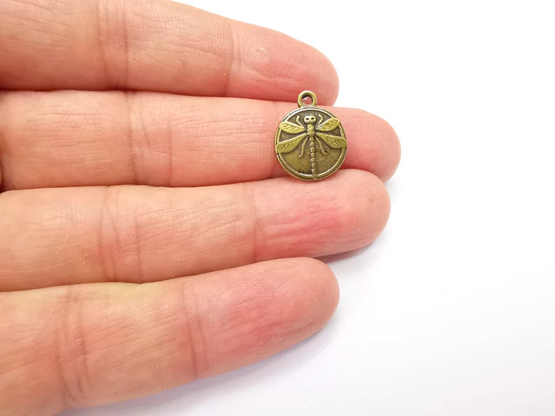 5 Dragonfly Charms Antique Bronze Plated Charm (17x14mm) G33489