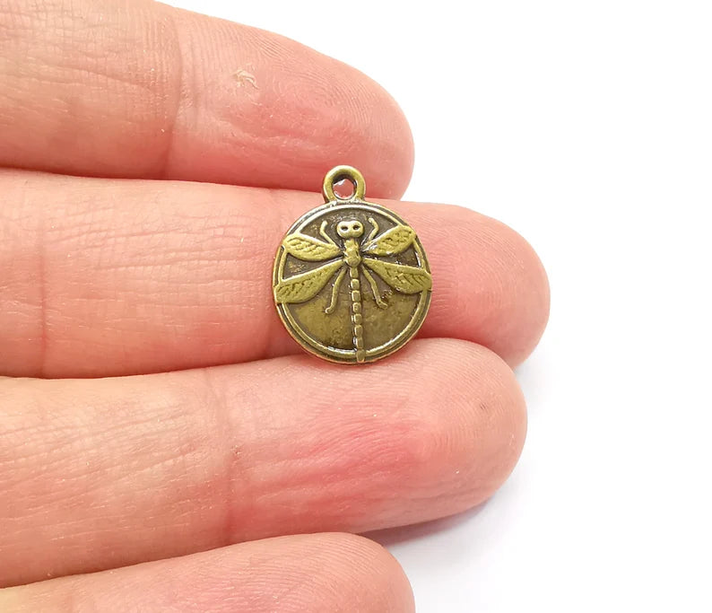 5 Dragonfly Charms Antique Bronze Plated Charm (17x14mm) G33489