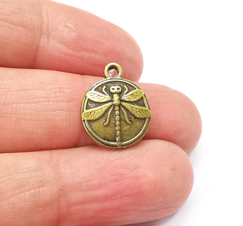 5 Dragonfly Charms Antique Bronze Plated Charm (17x14mm) G33489