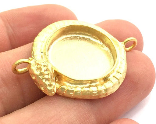 Gold Plated Brass Snake Pendant Setting Mountings Blanks   (20mm blank) G5992