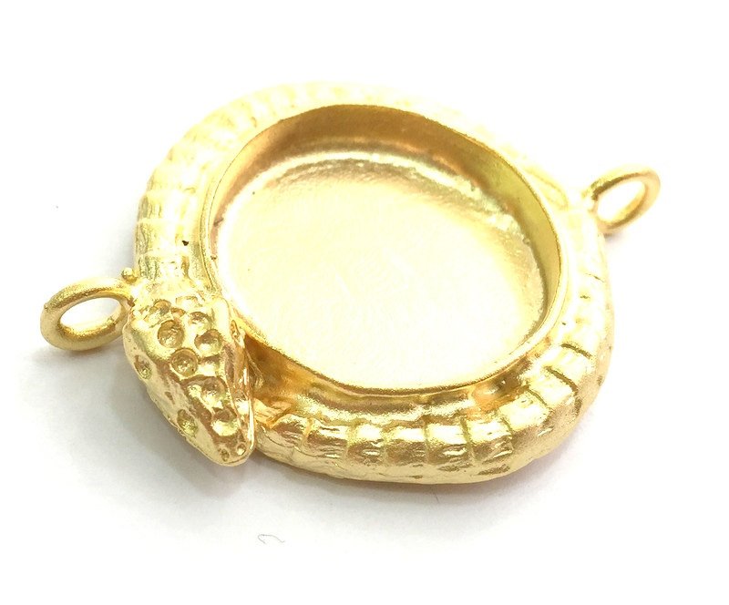 Gold Plated Brass Snake Pendant Setting Mountings Blanks   (20mm blank) G5992