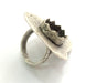 Adjustable Hammered  Ring Blank, (18x13mm drop blank ) Antique Silver Plated Brass G5997