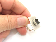 Adjustable Hammered  Ring Blank, ( 10mm blank ) Antique Silver Plated Brass G6007