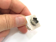 Adjustable Hammered  Ring Blank, ( 10mm blank ) Antique Silver Plated Brass G6007