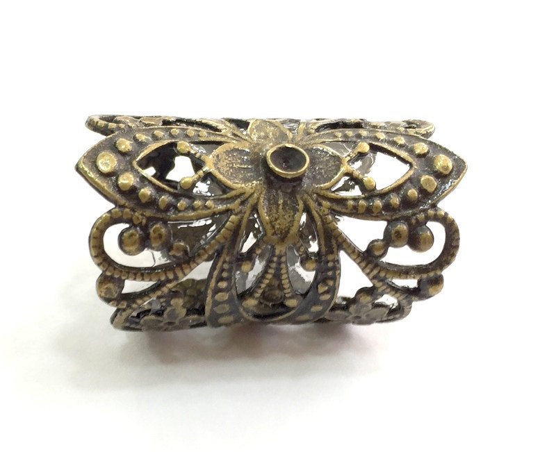 Adjustable Ring Blank, (3mm blank ) Antique Bronze Plated Brass G6012