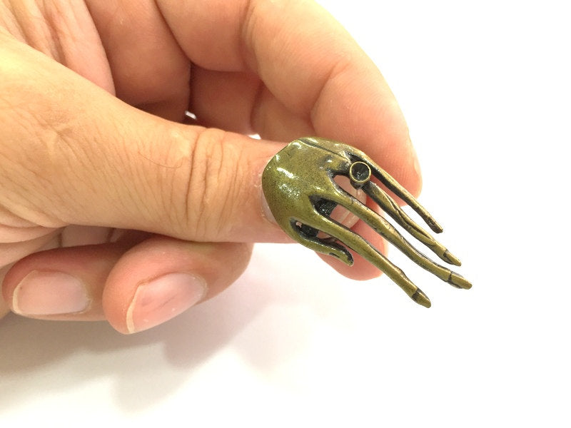 Adjustable Ring Blank, ( 3mm blank ) Antique Bronze Plated Brass G6015