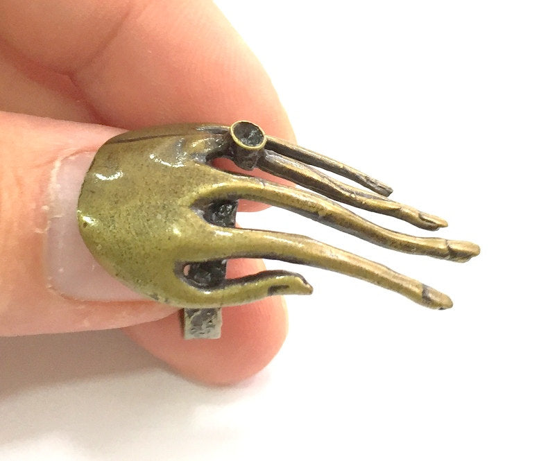 Adjustable Ring Blank, ( 3mm blank ) Antique Bronze Plated Brass G6015