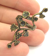 Adjustable Ring Blank, (5mm and 3mm blank ) Antique Bronze Plated Brass G6014