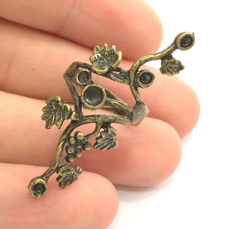 Adjustable Ring Blank, (5mm and 3mm blank ) Antique Bronze Plated Brass G6014