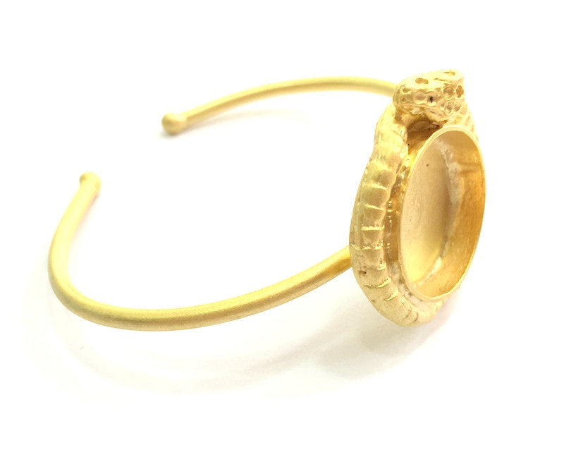 Gold Cuff Blank Adjustable Snake Bracelet Blank Findings (20mm Blank) , Gold  Plated Brass G6025