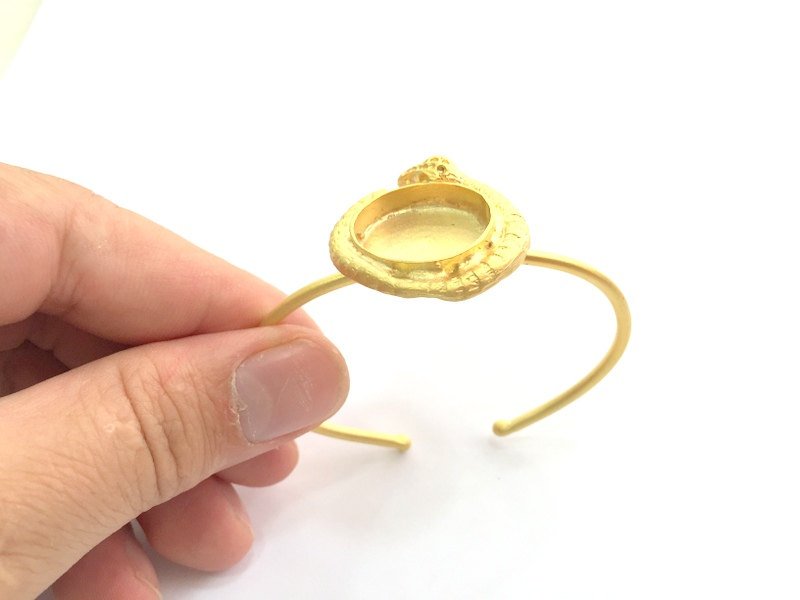 Gold Cuff Blank Adjustable Snake Bracelet Blank Findings (20mm Blank) , Gold  Plated Brass G6025